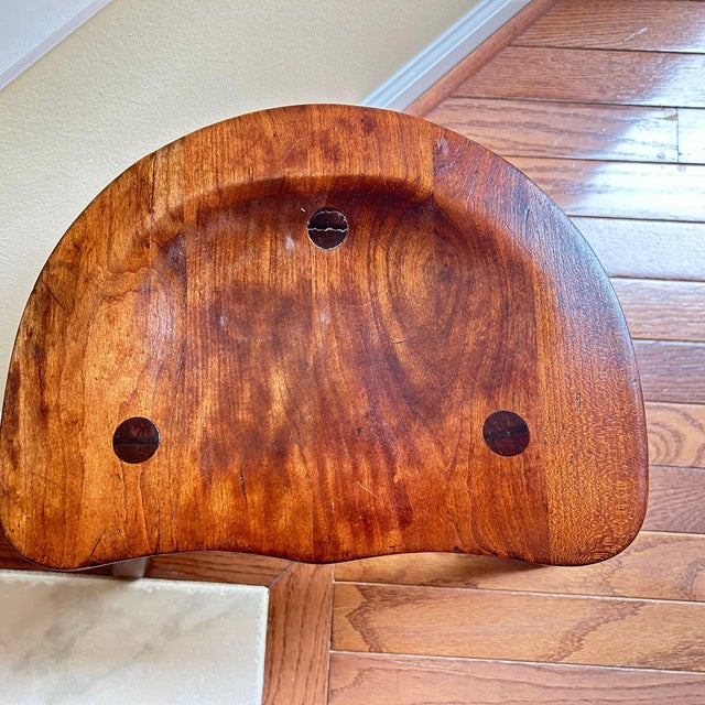 Farmhouse Late 19th Century Hand Crafted Solid Cherry Wood 3 Legged Milking Stool For Sale - Image 3 of 4