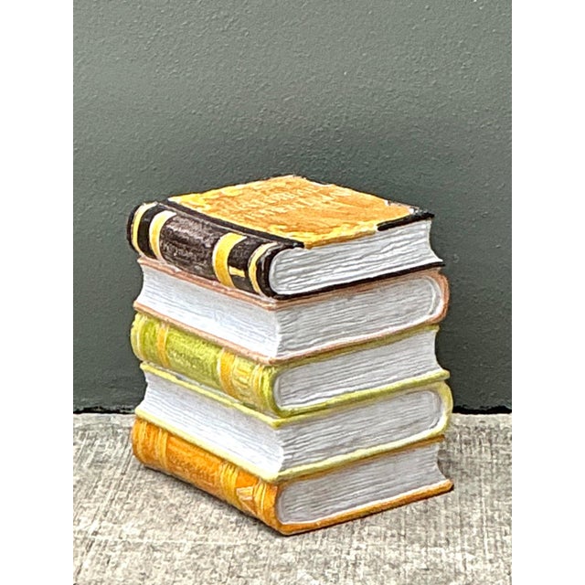 Yellow Vintage Italian Glazed Ceramic Books Low Stool For Sale - Image 8 of 18