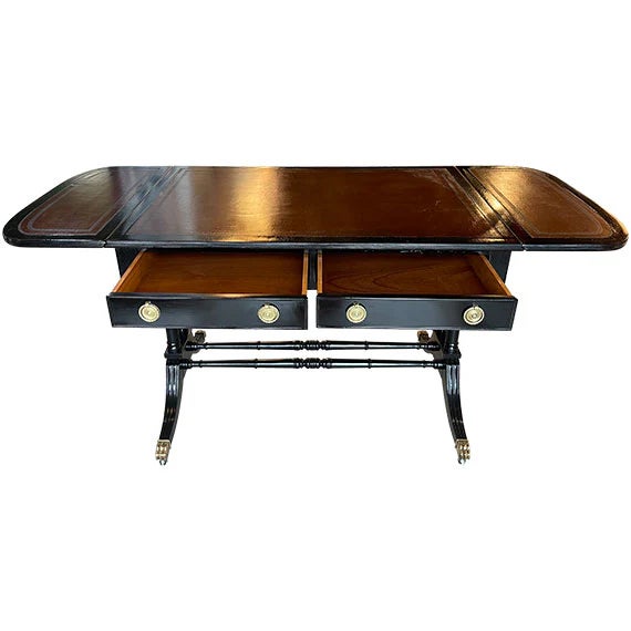 37.5" Finished 2 Drawer Vintage Table For Sale - Image 4 of 4