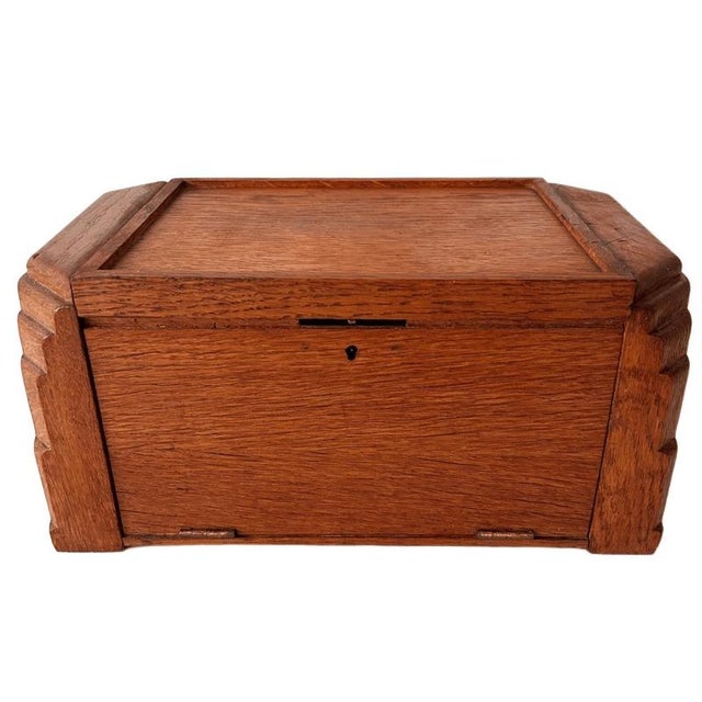 Vintage Amsterdam School Cigar Box in Oak, 1930s For Sale - Image 3 of 11