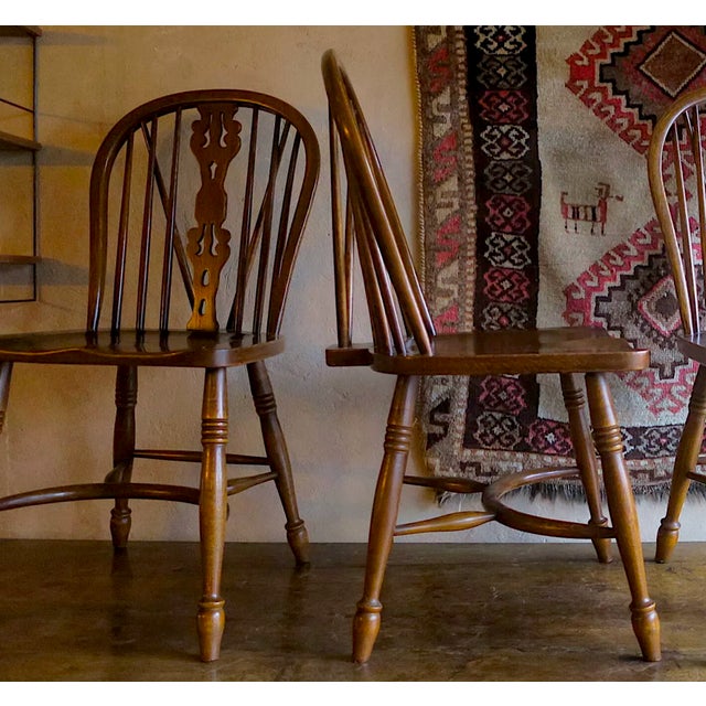Mid-Century Modern Oak Lyre-Back Windsor Chairs, Set of 6 For Sale - Image 16 of 17