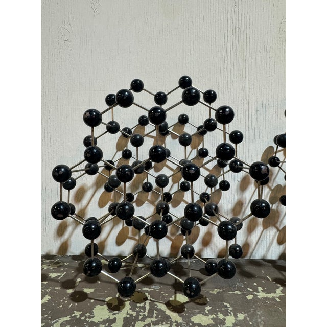 Mid-Century Modern 1950s Pair of Atomic Structure for Educational Use of Metal Graphite With Bakelite Spheres by Tuha For Sale - Image 3 of 5