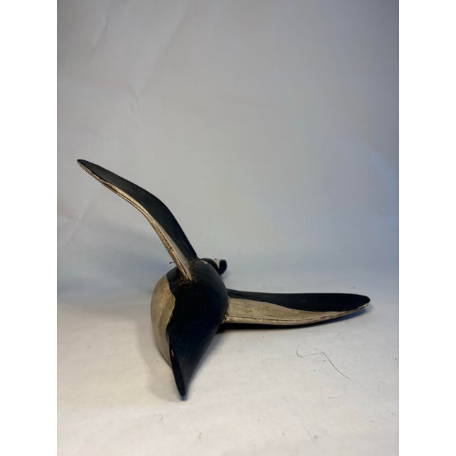 Black Vintage Hand Carved Wood and Canvas Duck Decoy For Sale - Image 8 of 10