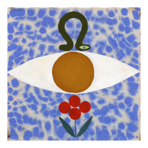Memory Stack I - Modern Abstract Folk Art Inspired Floral Painting on Raw Canvas Original Artwork by Meredith Walker