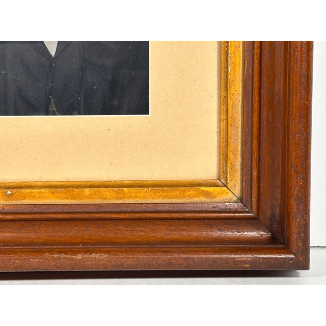 Brown American Folk Art Hand Painted Tintype Gentleman Portrait in Walnut Frame For Sale - Image 8 of 13