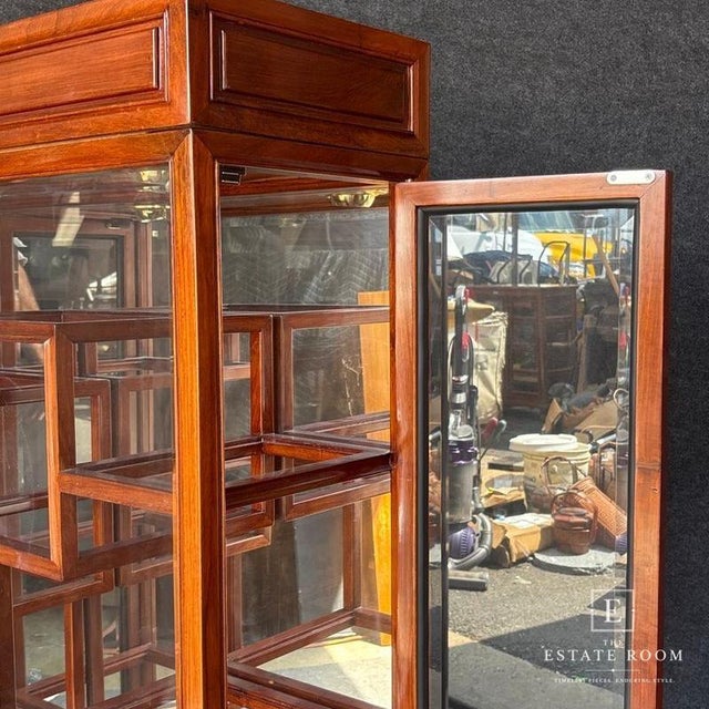 Lighted Asian- Or Chinoiserie- Style Display Cabinet With Geometric ...