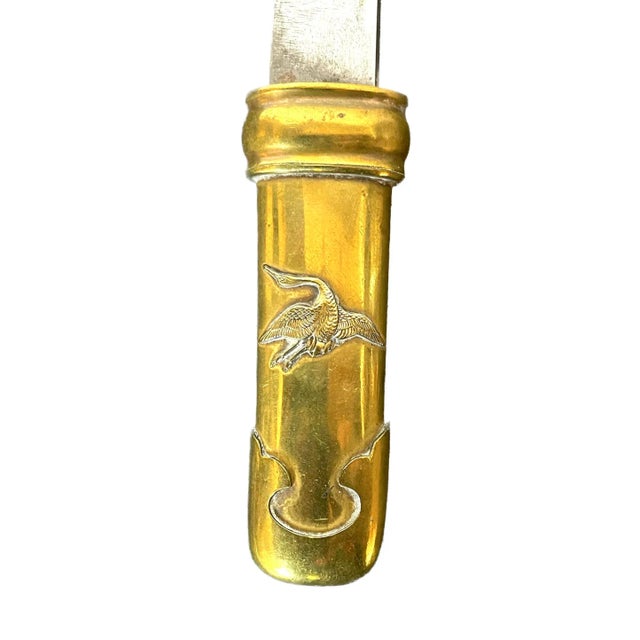 Early 20th Century Vintage Brass Hunting Knife W/Brass Sheath For Sale - Image 5 of 10