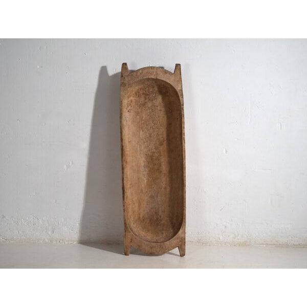 Wood Antique Oval Wooden Bowl For Sale - Image 7 of 10