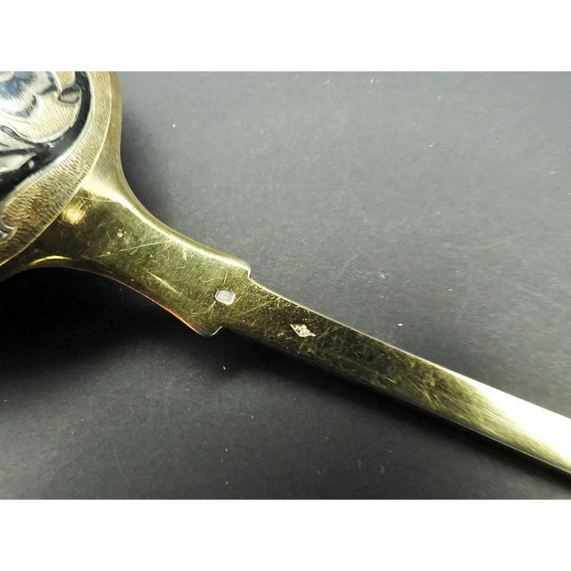 Antique Pierre Queille 950 Sterling Silver Gilt Nielle Ladle Punch Soup 1834 For Sale - Image 10 of 12