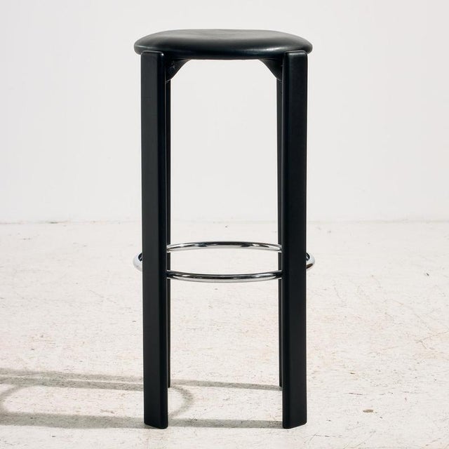 Swiss bar stool from the 1970s designed by Bruno Rey for Kusch & Co.The frame of the bar stool is made of solid beech and...