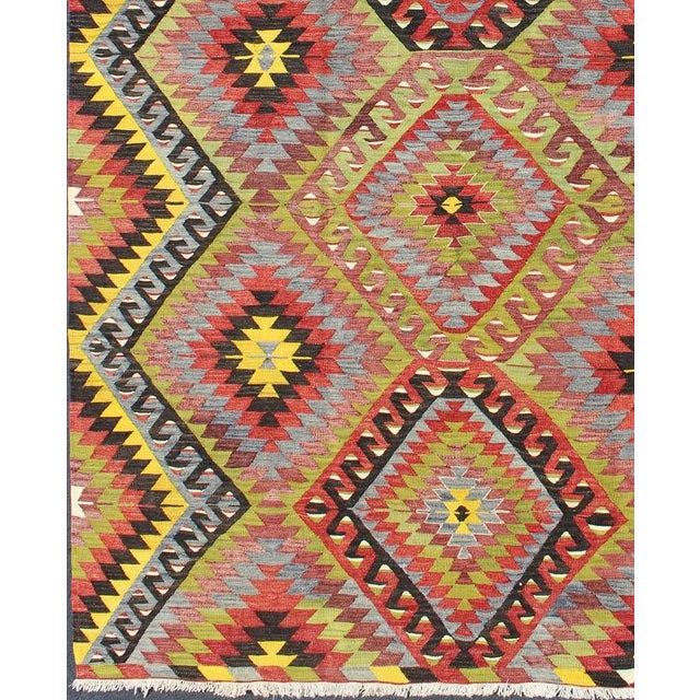 Modern Vintage Turkish Kilim All-Over Design For Sale - Image 3 of 10