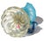 Vintage Murano Seguso Blue Opalescent Gold Flecks Italian Art Glass Mid Century Sculptural Flower Vase For Sale - Image 11 of 12