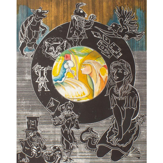 A painting and relief print by the American artist Martin Barooshian (1929-2022). Titled "Chapter 5 - Advice From a...