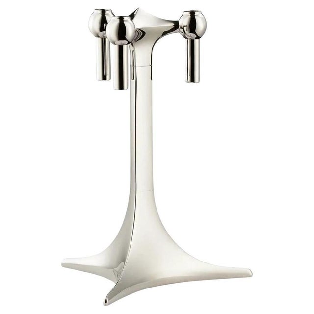 Floor Stand for Candleholder in Chromed Zinc Alloy by STOFF Nagel For Sale - Image 11 of 11