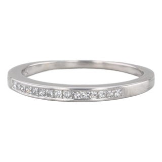 0.22ctw Princess Diamond Wedding Band 14k White Gold Size 8.5 Stackable For Sale