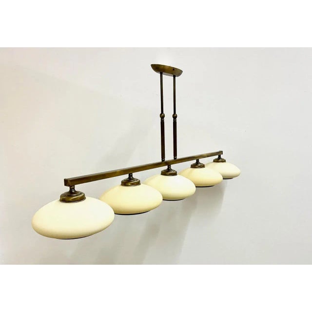 Polish Brass Strip Chandelier, 1990s For Sale - Image 4 of 13