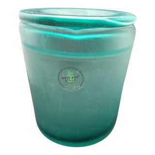 Recycled Green Glass Cannister, Vintage Recycled Emerald Green Glass For Sale