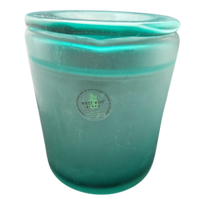 Recycled Green Glass Cannister, Vintage Recycled Emerald Green Glass