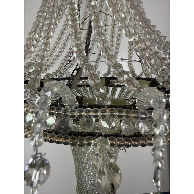Metal Early 20th Century Empire-Style Crystal Beaded Chandelier For Sale - Image 7 of 13