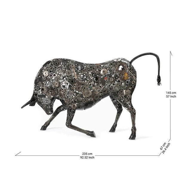 Some sculptures decorate a space. This one dominates it. Standing nearly 8 feet long and 5 feet tall, this monumental bull...