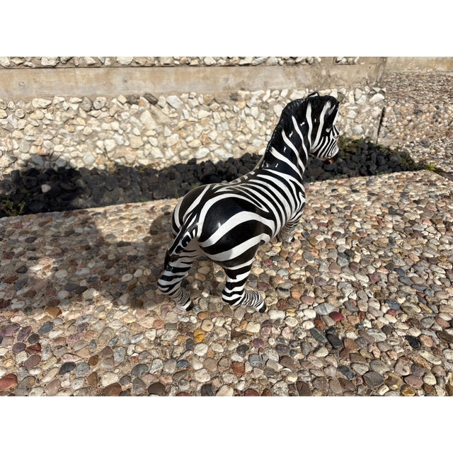 Black 1960s Italian Glazed Terracotta Zebra Sculpture For Sale - Image 8 of 12