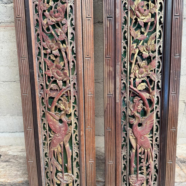 Antique Chinese Carved Wood Panels Possibly From the Qing Dynasty For Sale In San Diego - Image 6 of 17