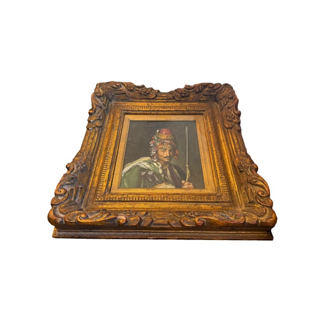 Antique Oil Painting Inspired by the Original c.1869 French Masterpiece "Bashi Bazouk" by Jean-Léon Gerome For Sale In Phoenix - Image 6 of 7