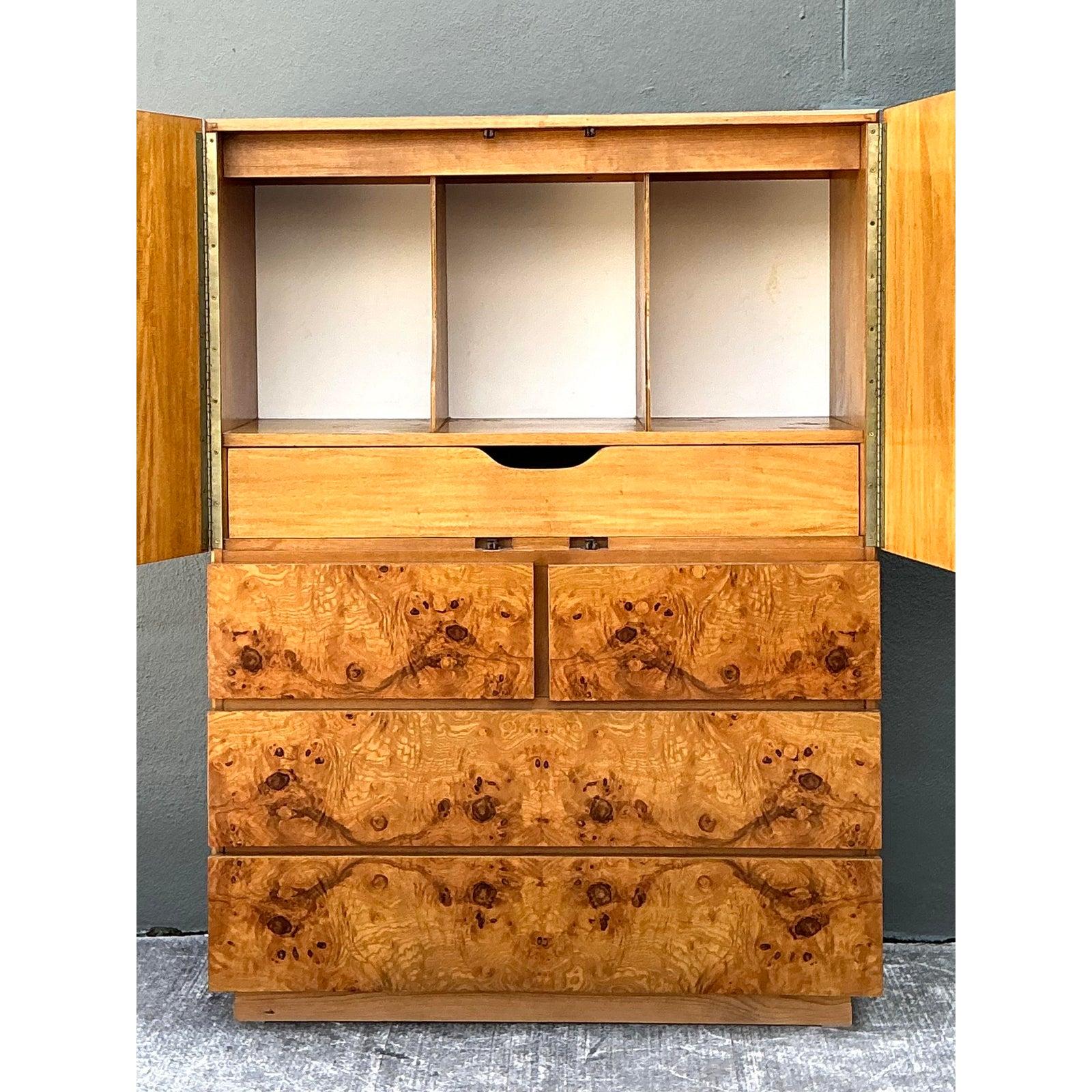 Vintage Lane Altavista Burl Wood Armoire | Chairish
