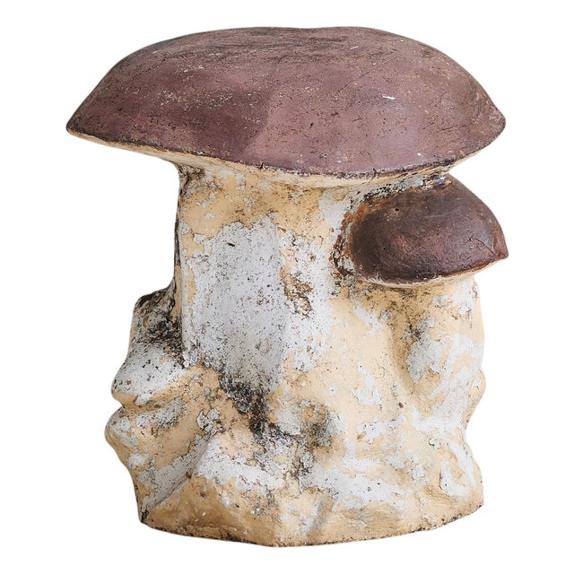 French Brown + Ivory Concrete Mushroom Garden Sculpture, 1960s For Sale