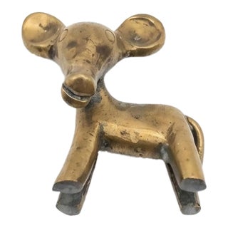 1950s Mid-Century Modern Walter Bosse Miniature Brass Calf / Cow Figurine by Herta Baller For Sale