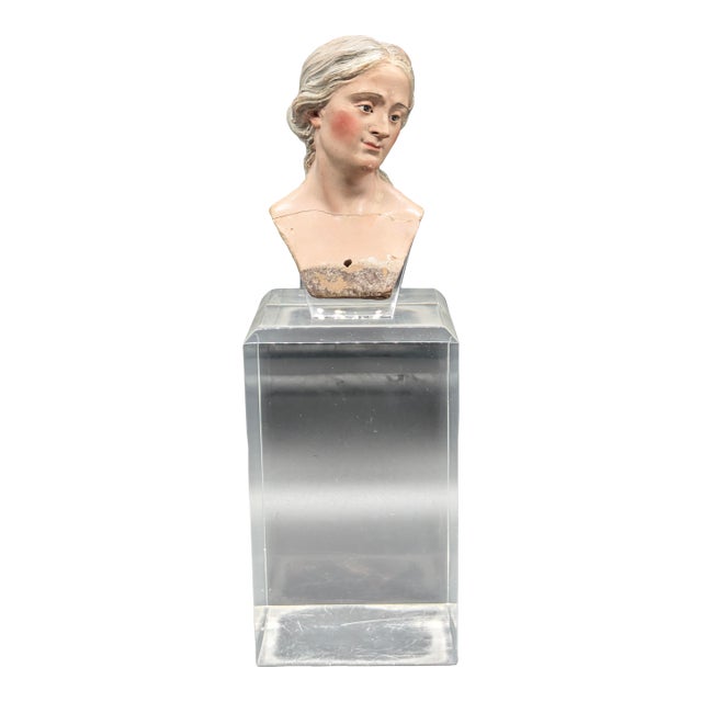 Late 18th Century Neapolitan Glass-Eyed Santon Head For Sale