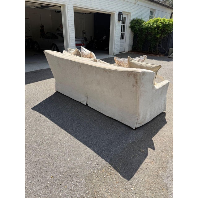 Two Seat Sofa in Champagne Velveteen Fabric For Sale - Image 4 of 5