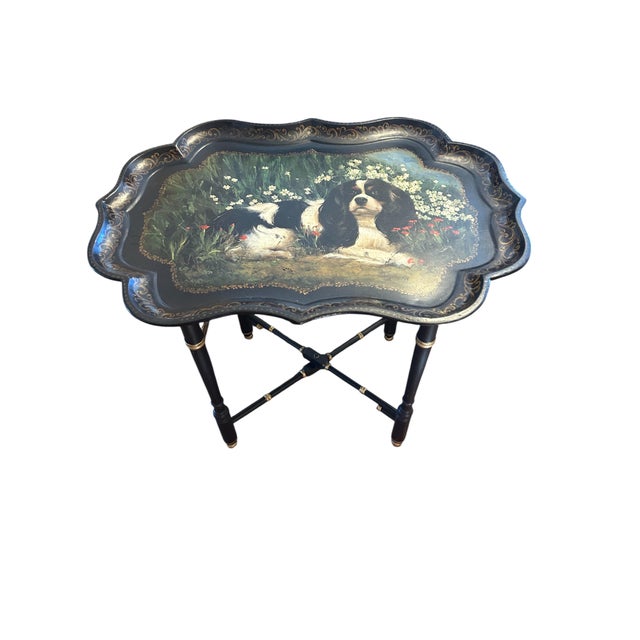 Hand Painted Vintage Paper Mache Tray For Sale - Image 4 of 6