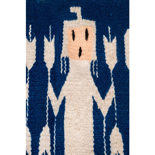 Vintage Native American Navajo Yei Hand-Woven Tapestry Throw Rug Wall Folk Art in Wool, Usa, C. 1970s For Sale - Image 16 of 18