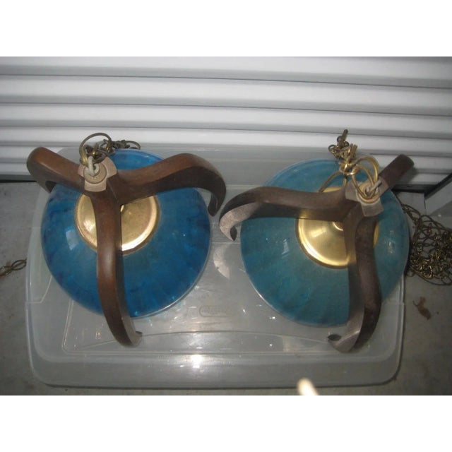 1960s 1960s Mid-Century Walnut Pearsall Swag Lamp For Sale - Image 5 of 11