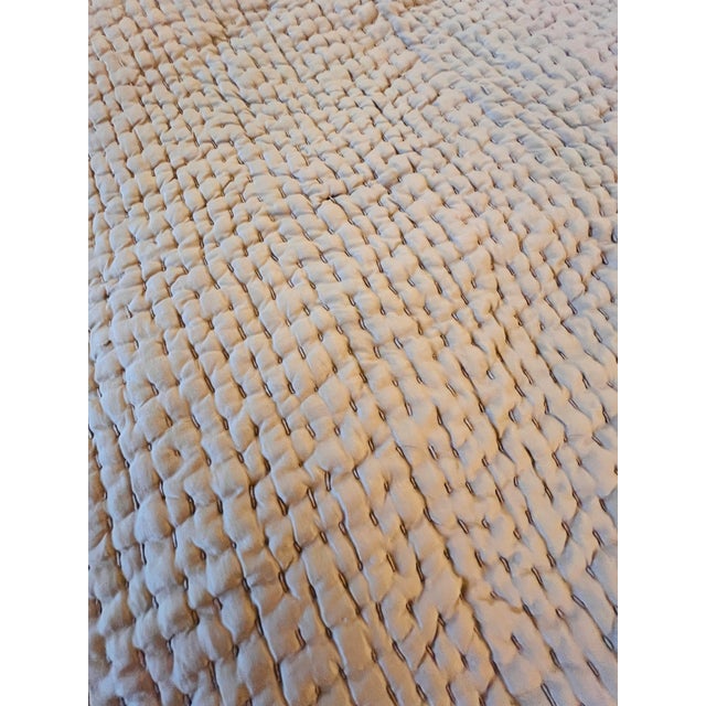 Restoration Hardware Silk Pick Stitch Quilt With King Shams – Mist For Sale In Phoenix - Image 6 of 7