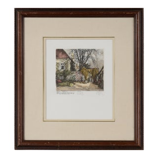 Beethovens Residence at Mödling Colored Etching by Henry Goering For Sale