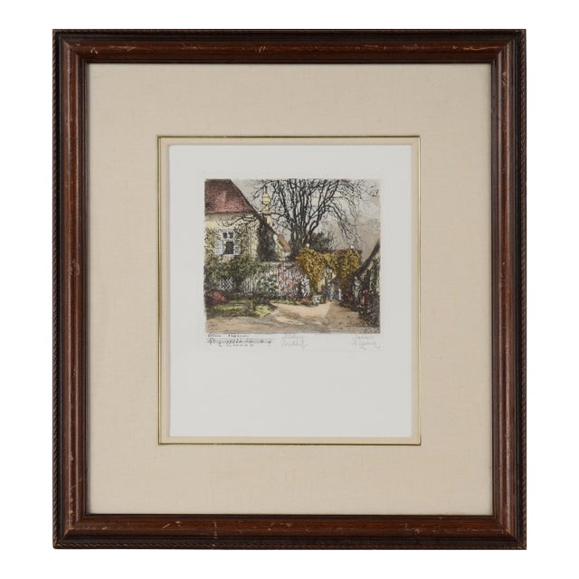 Beethovens Residence at Mödling Colored Etching by Henry Goering For Sale