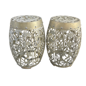 1950s Asian Style Brass Garden Stools - Set of 2