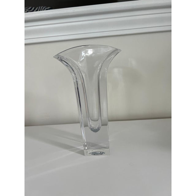 2020s Nambé Modern Crystal Art Glass Flared Vase – 8.5" For Sale - Image 5 of 6