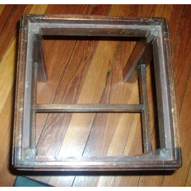 Vintage Georgian Mahogany with Blue Dog Terrier Needlepoint Cover Square Stool For Sale In New York - Image 6 of 11