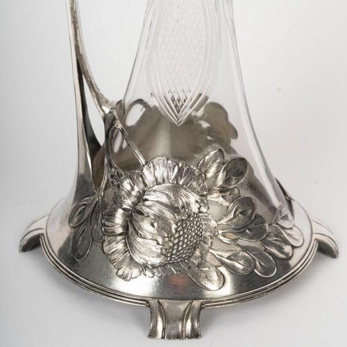 Art Nouveau Crystal and Silver-Plated Claret Jug from Orivit, 1900s For Sale - Image 4 of 10