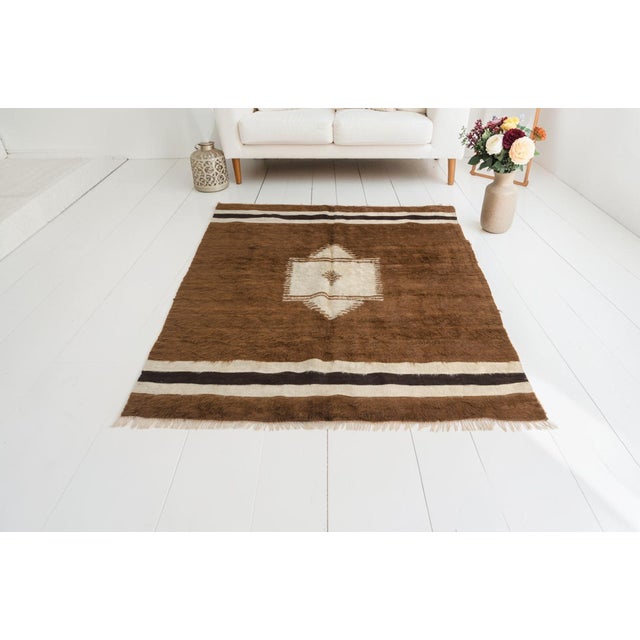 Turkish Vintage Angora Kilim Rug For Sale - Image 3 of 10