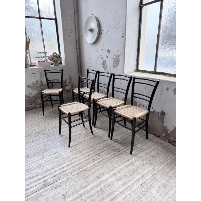 Italian Braided Rope Chairs, 1960s, Set of 6 For Sale - Image 6 of 18