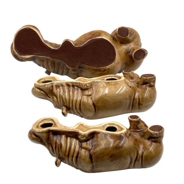 1950s Mid-Century Set of 3 Ceramic Hippos, Zaccagnini Italy For Sale - Image 11 of 12