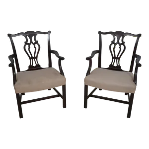 Pair Saybolt Cleland Chippendale Mahogany Armchairs
