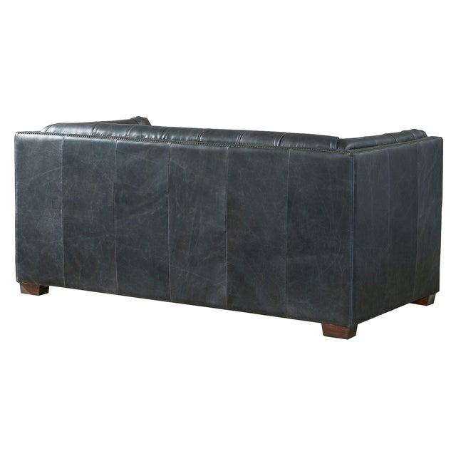 Tuxedo Leather Love Seat - Slate For Sale - Image 4 of 7
