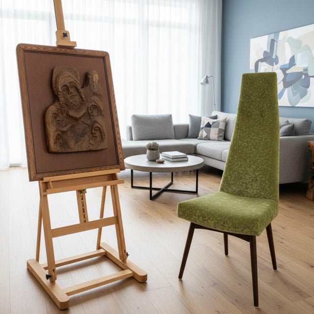 This striking piece of wall art showcases masterful craftsmanship and emotional depth through its three-dimensional wood...