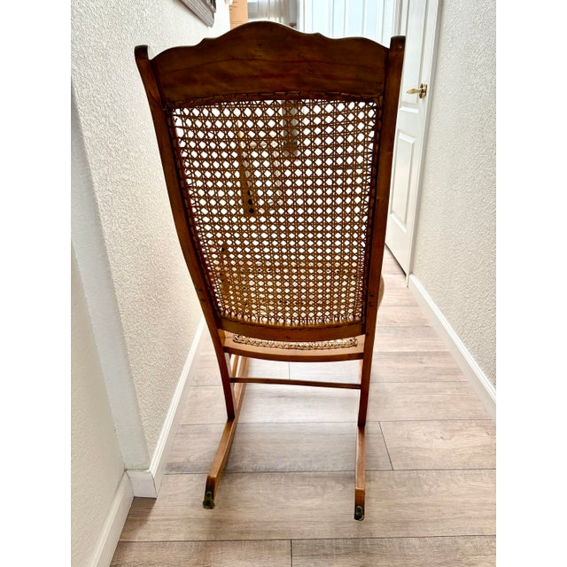 Vintage Solid Maple Wood Bentwood Cane Rocking Chair For Sale - Image 9 of 11