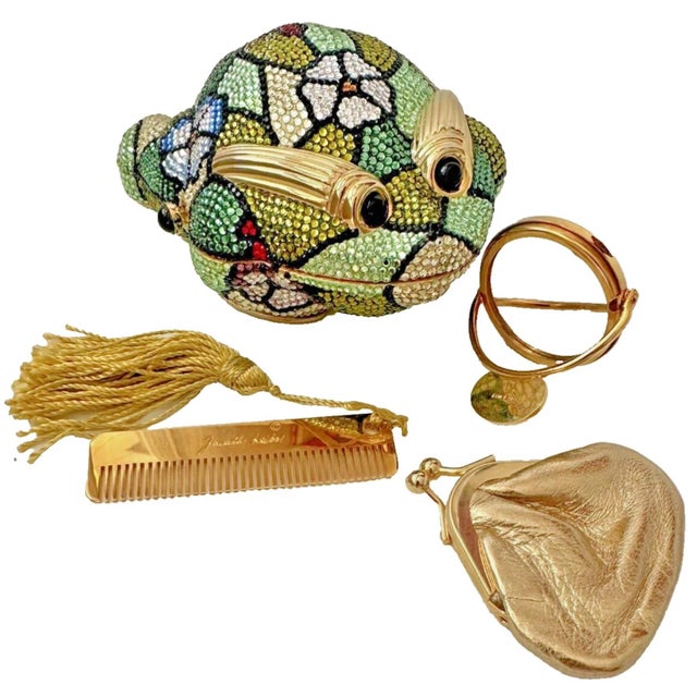 1979 Judith Leiber Frog Evening HandBag Crystal Minaudiere Purse Vintage Clutch For Sale - Image 10 of 12
